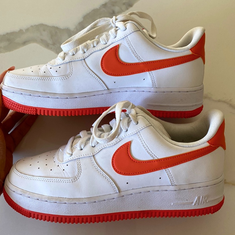 Nike Air Force 1 — orange check - Men’s 6